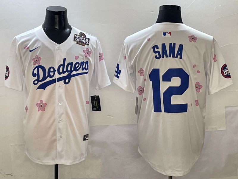 Men Los Angeles Dodgers #12 Sana White Sakura Edition 2025 Nike MLB Jersey style 6->los angeles dodgers->MLB Jersey